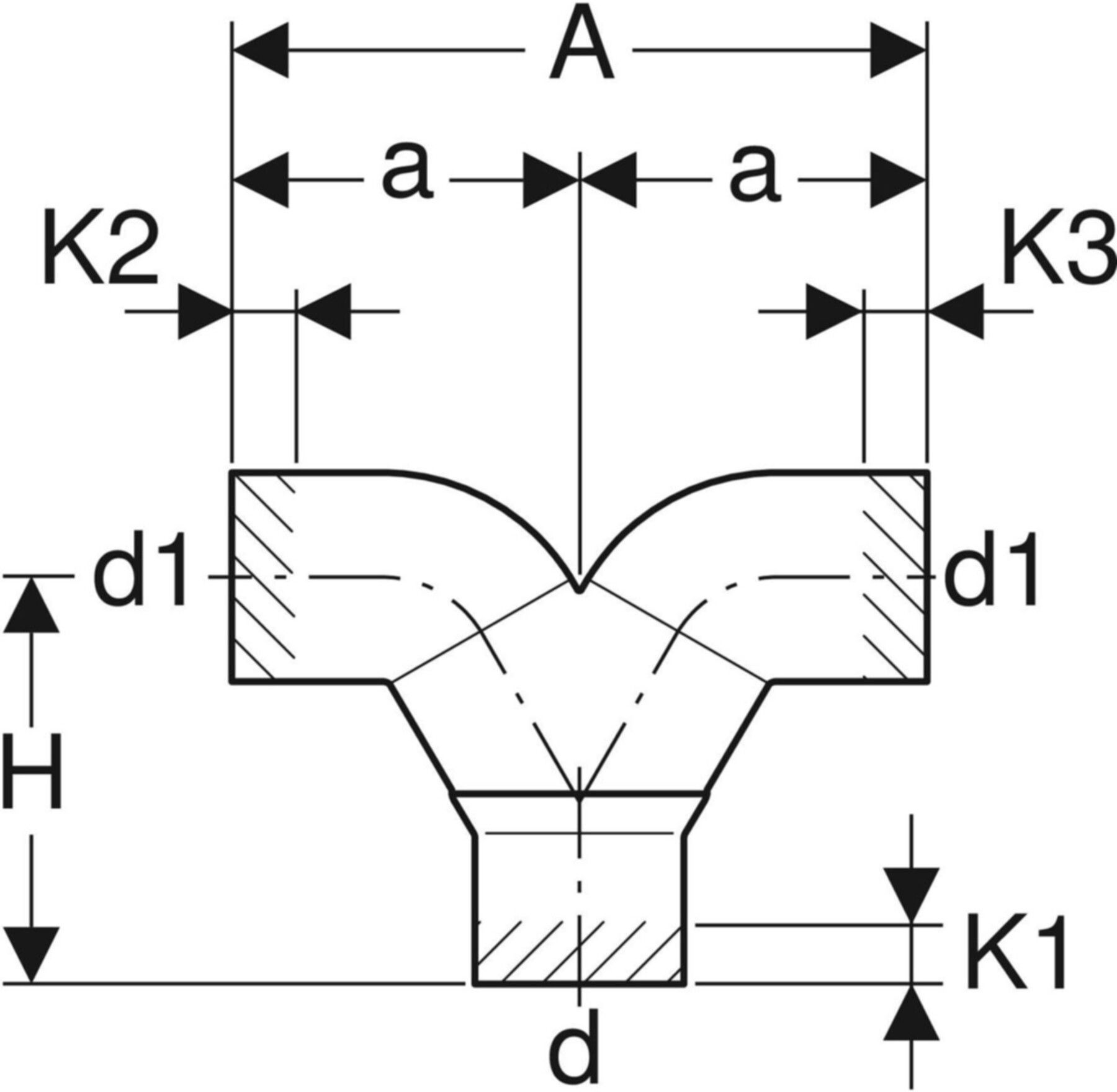 Hosenabzweig 2 x 90° 110/ 90mm 310.481.14.1 - Geberit-PE-Silent-Formstücke