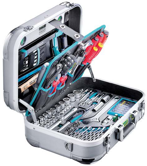 TECHNOCRAFT ABS-Werkzeugkoffer Pro Chrome 185 1/4"+1/2" , PB + Knipex , 185 tlg. - Werkzeugkoffer,Sortimentskoffer,Behälter