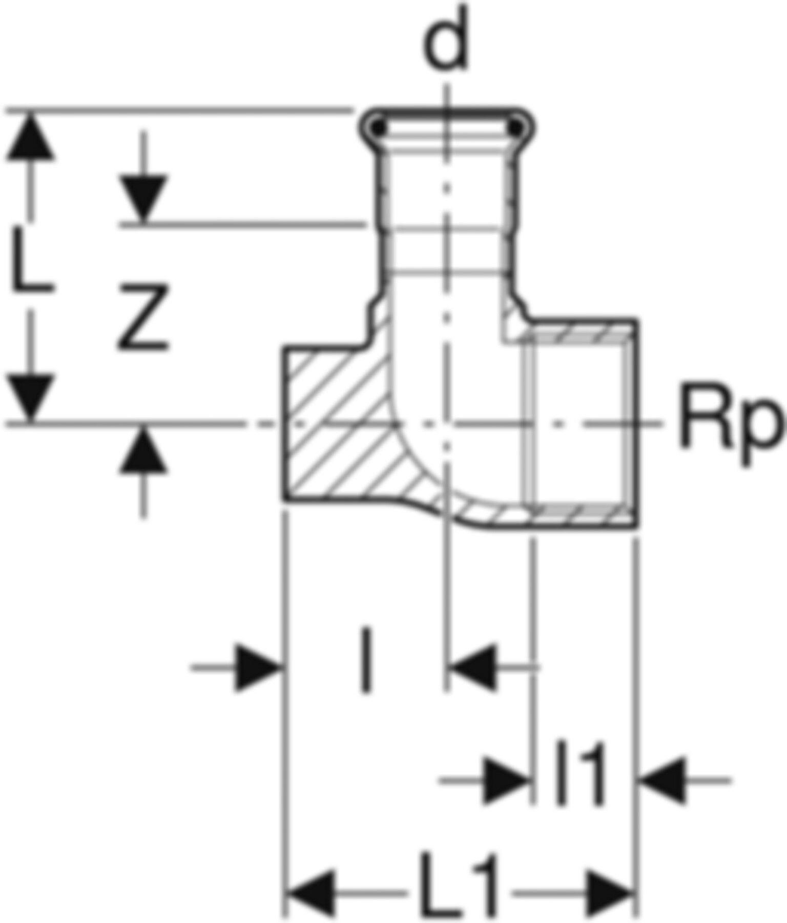 Anschlusswinkel 90° m/IG 22 x 1" 91099 für Einrohr-/Zweirohrgaszähler - Mapress-Gas-Formstücke