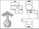 Steckkonsole fest mit runder Rohrkappe Pfos 42.4mm,EA48.3mm,TH80mm,geschl. - INOXTECH-Handlauf-/Geländer-System