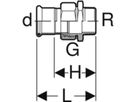Übergang lösbar mit AG 42mm-11/2" 35369 Überwurfmutter Edelstahl - Mapress-Sanitär-Presssystem-Formstücke