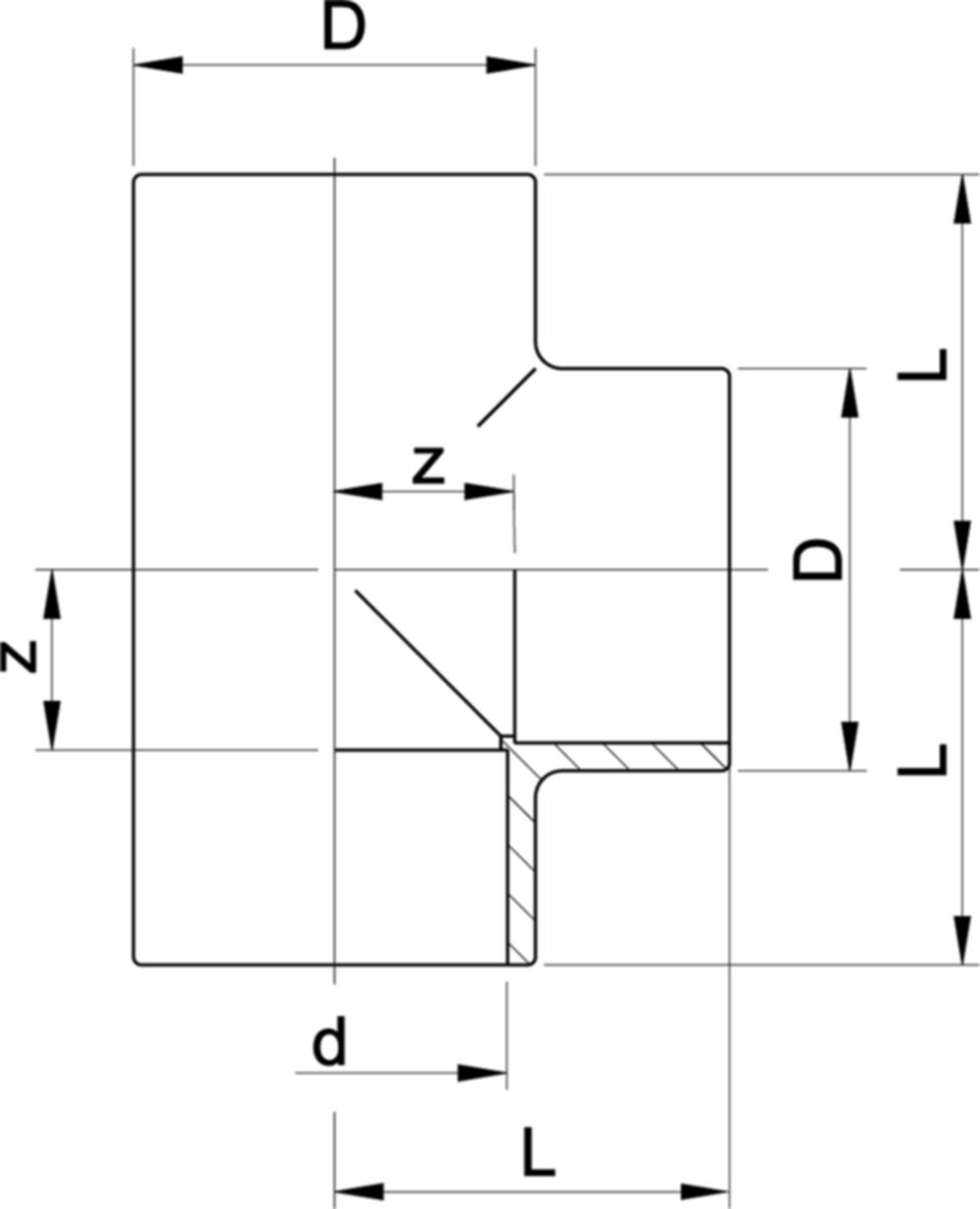 T 90° egal mit 3 Muffen 10 mm 721 200 103 - GF Hart PVC-U Formstücke