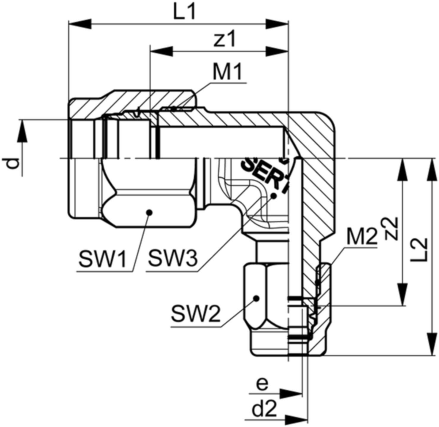 Winkelverschraubung Red. SO 42021 15- 12 mm - Serto-Programm M/G