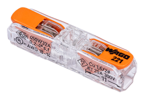 WAGO Durchgangsverbinder 221 2-Leiter 0.2-4 mm², Pack à 12Stk. - Elektrozubehör