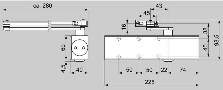 Dormakaba Türschliesser TS 73 V silber, bis Türbreite 1100mm - Türöffner, Türschliesser, Türfeststeller