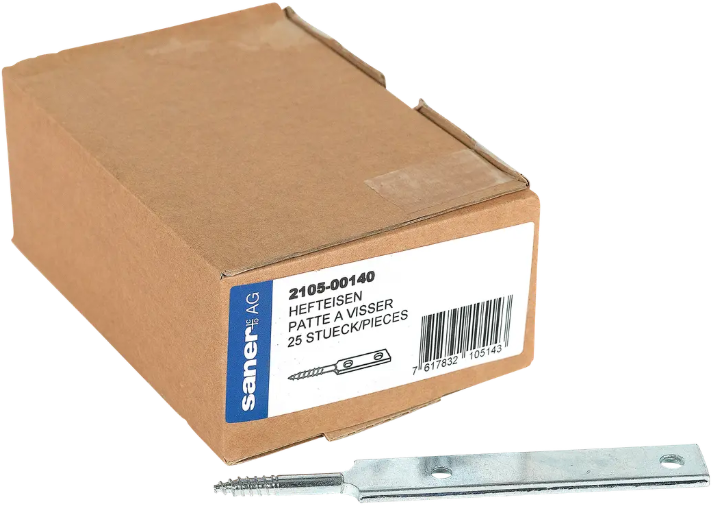 SANER Hefteisen, stark, mit 2 Loch ø6mm 140x16x4mm, verzinkt - Holzverbinder