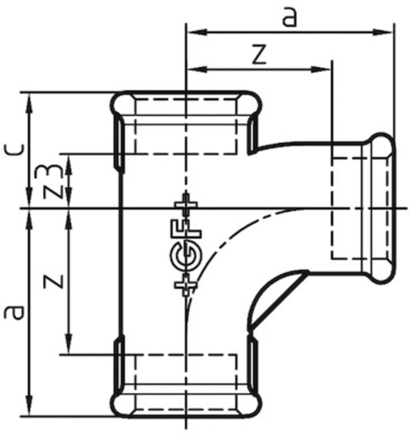 T-Stück 131 S 3" 770 131 111 - GF schw. Tempergussfittings