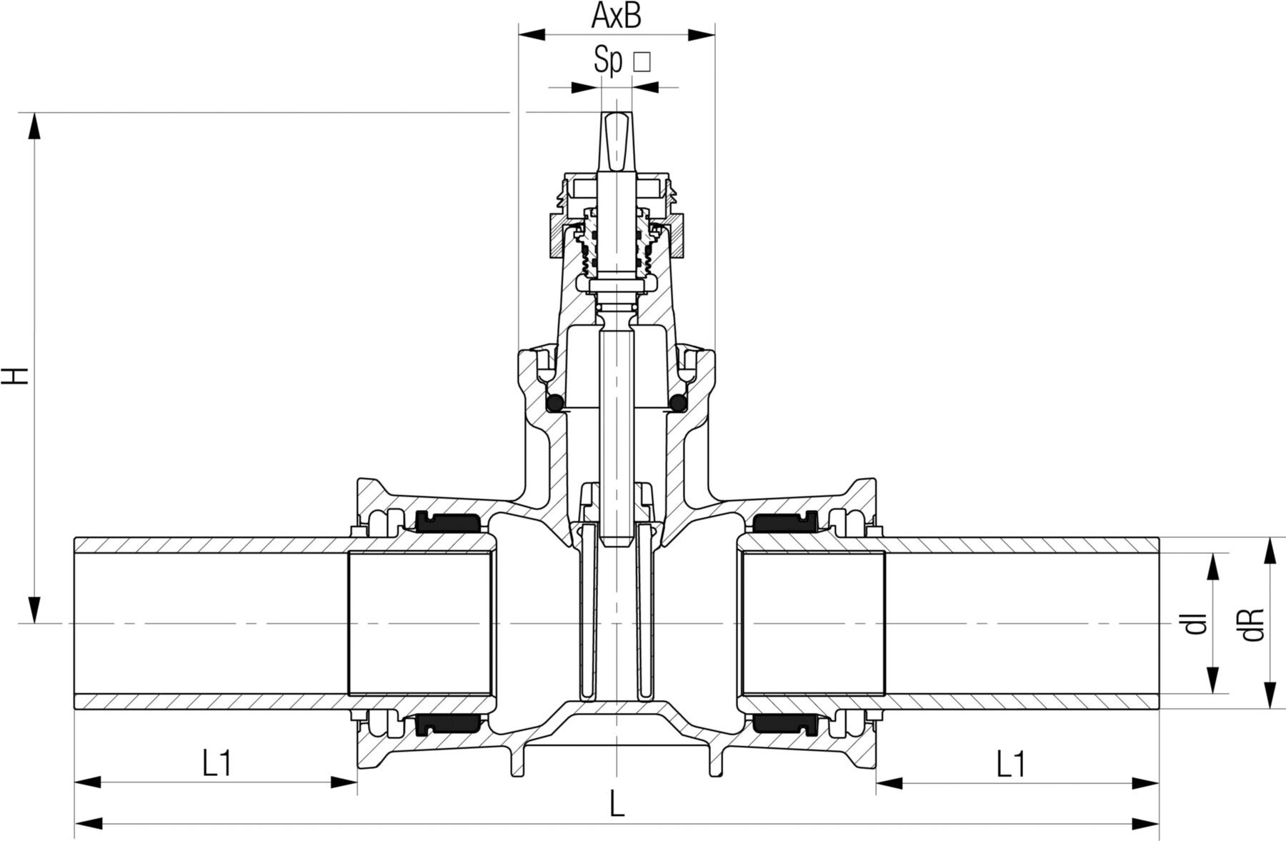 Schieber mit PE-Spitzenden Fig. 5460 DN 200 / d 250mm - Von Roll Armaturen