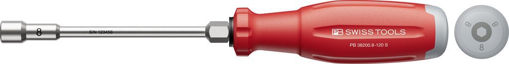 PB Steckschlüssel, SwissGrip Evo , m. 6 kt. PB 38200 , Gr. 8 , L=120mm - Schraubenzieher