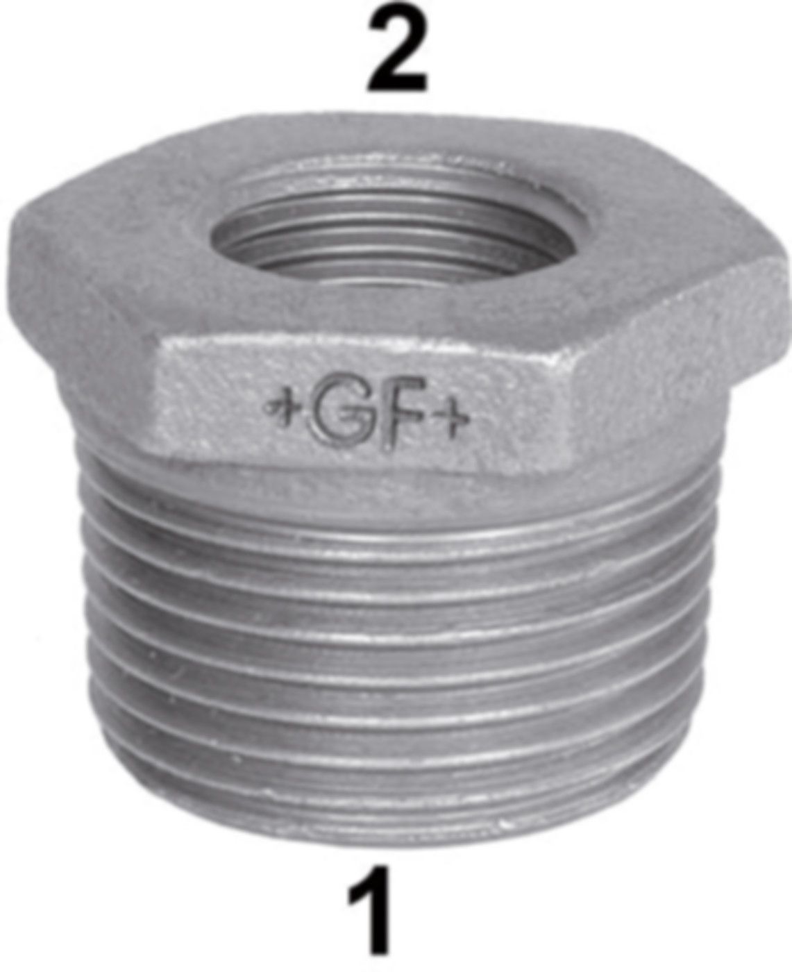 Reduziernippel 241 V 1/2"- 3/8" 770 241 220 - GF verz. Tempergussfittings