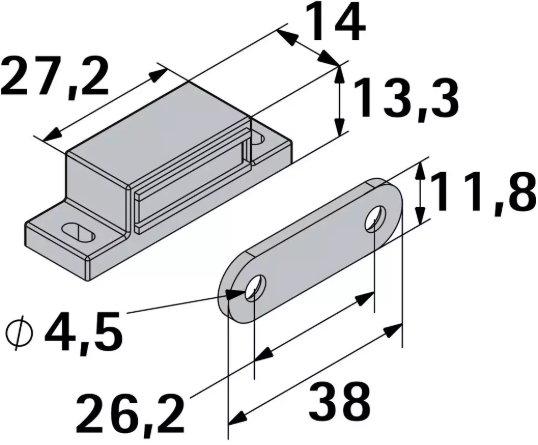 Hettich Magnetschnäpper weiss, 15 x 14mm, Haltekraft 5kg, à 4 Stk - Diverse Möbelbeschläge und Zubehör