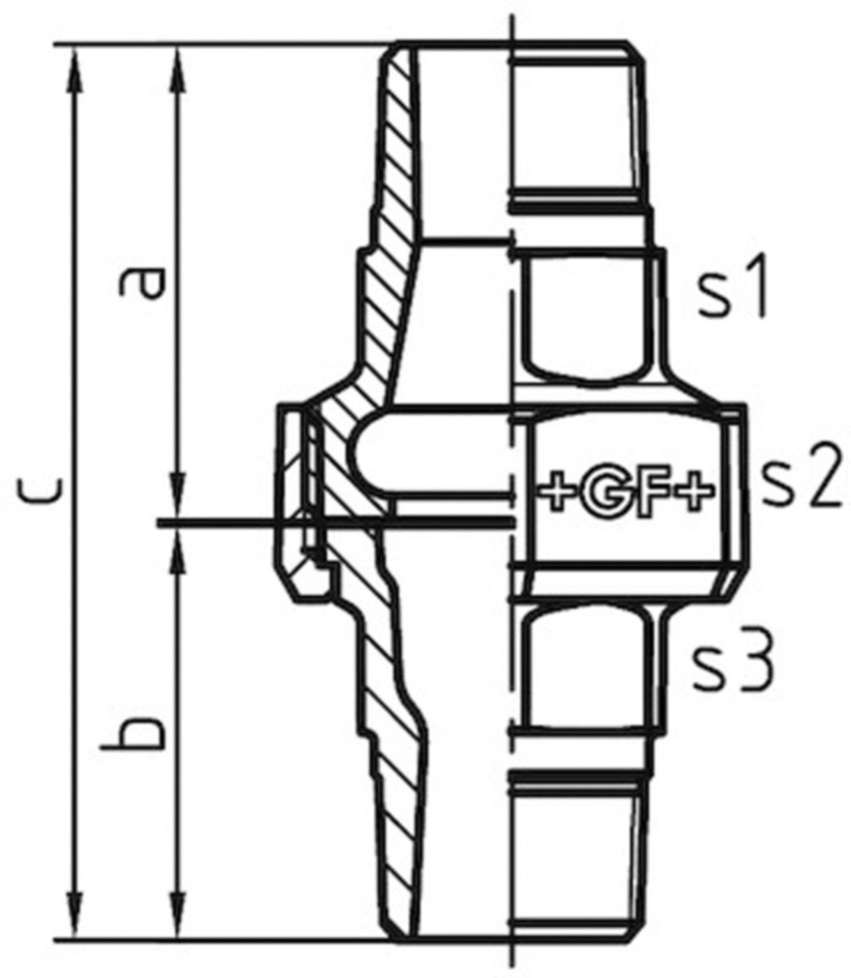 Verschraubung 336 V 1" flachd. 770 336 206 - GF verz. Tempergussfittings