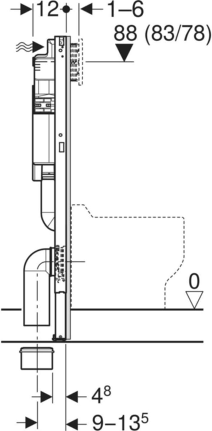 Stand-WC-Element Sigma 111.922.00.6 Typ 97, Betätigung von vorne, für Kinder - Geberit-Duofix