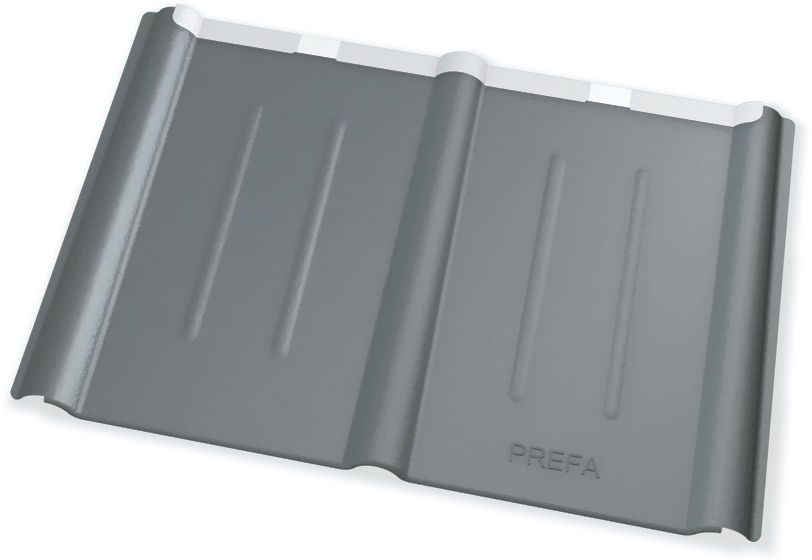 PREFA Dachplatte 600 x 420mm P.10 Hellgrau STUCCO 110712 - PREFA Dachentwässerungssysteme