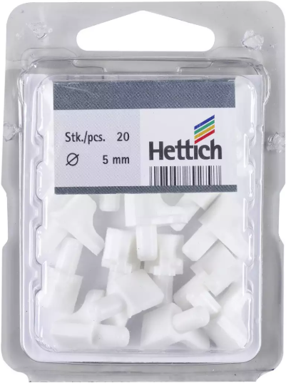 Hettich Tablarträger Kunststoff weiss, mit Zapfen D = 5mm, à 20 Stk - Diverse Möbelbeschläge und Zubehör