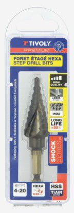TIVOLY Stufenbohrer HSS tialN Shock Series Schaft 6.35 , 4-6-8-10-12-14-16-18-20 mm - Bohren