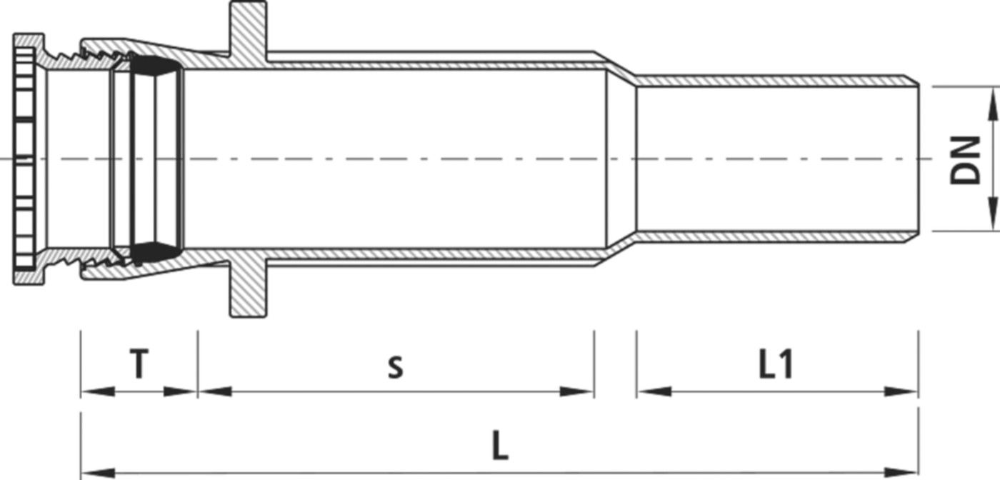 Einbauschlaufe mit Schraubmuffe Gas 5345 DN 80 - Hawle Armaturen