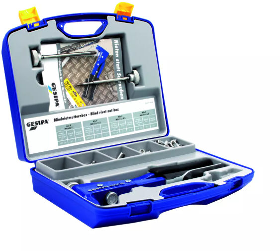GESIPA Blindnietmutternzange Sortiment GBM 10 inkl. Gewindedorn u. Mundstücke M4,M5,M6 - Gesipa-Nieten