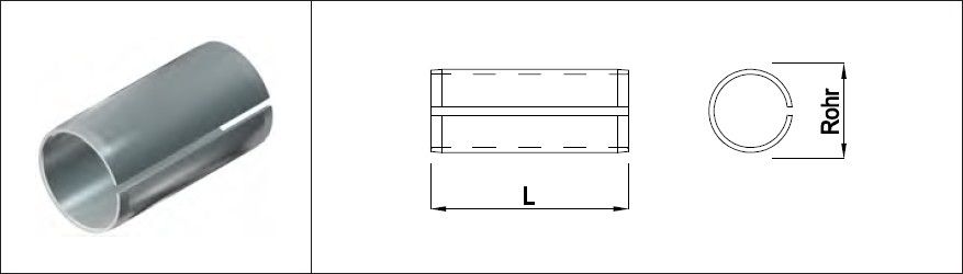 Stossrohr geschlitzt 42.4 mm Länge 70 mm 126827 - INOXTECH-Handlauf-/Geländer-System