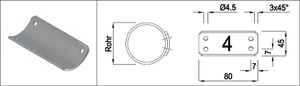 Auflageblech breite Ausführung HI. 42.4 mm 45 x 80 x 2.5 S235JR - INOXTECH-Handlauf-/Geländer-System