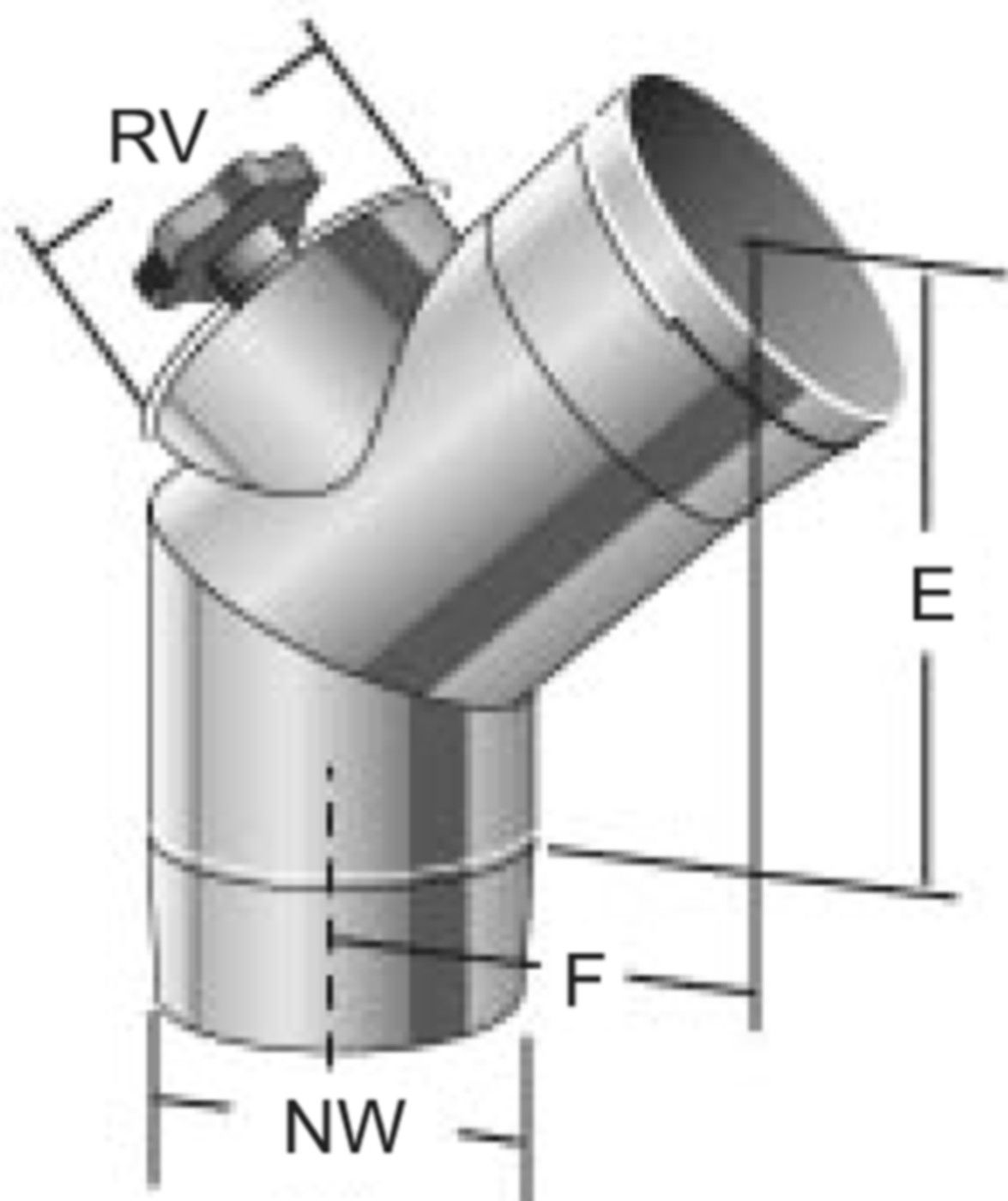Alkon Kaminr.-Bogen 45° starr d 100 mm 6KBG45RV100 mit Quetschdeckel - Kaminsystem V4A einwandig