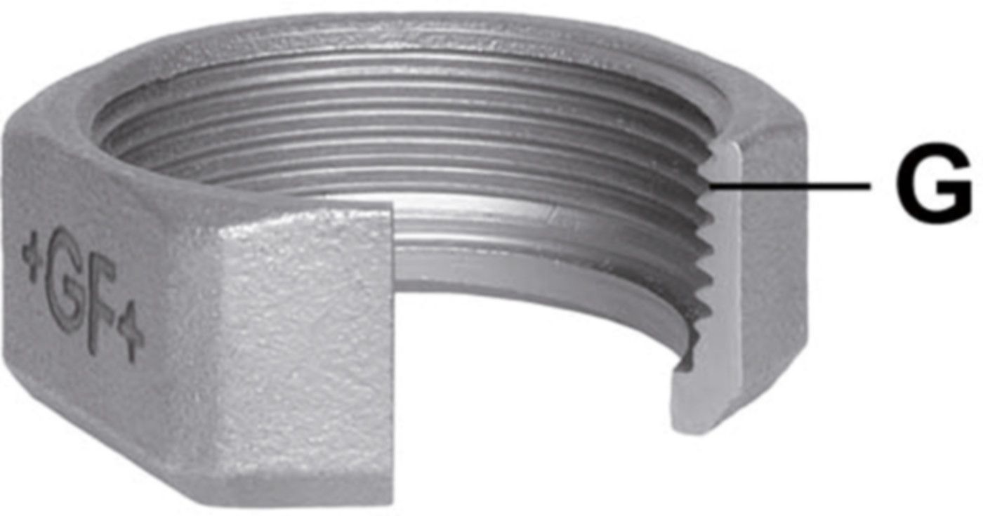 Überwurfmutter 374 S 1"- G 11/2" 770 374 106 - GF schw. Tempergussfittings