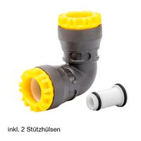 Winkel 90° G-Plass d 32mm  1505 mit 2 Stützhülsen - Plasson-Steckfittinge