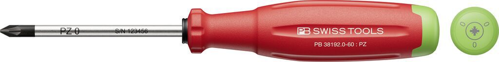 PB Schraubenzieher, SwissGrip Evo, Pozidriv PZ PB 38192 , Gr. 0 , L=60mm - Schraubenzieher