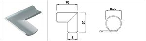 Eck-Auflageblech breite Ausführung HI. 48.3 mm geschliffen 1.4301 - INOXTECH-Handlauf-/Geländer-System