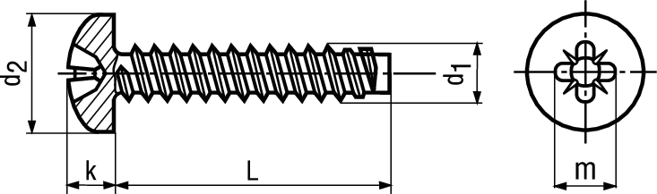 Linsen-Blechschr Pozi+Zapfen St vzb BN14065 DIN7981F 2,9x13 - Bossard Schrauben