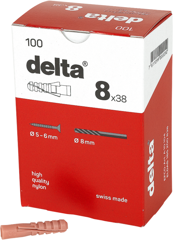 DELTA Spiraldübel, Nylon Ø 8mm, L= 38mm, A 10.104 - Diverse Dübel