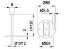 Geschw. Standkonsole 2 Loch ohne Aufl. Stab 12 mm 1.4301 - INOXTECH-Handlauf-/Geländer-System