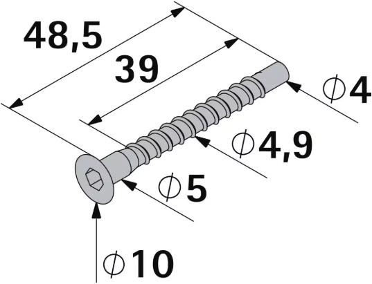 Hettich Verbindungsschraube verzinkt, PZ 4.9 x 40mm, à 8 Stk - Diverse Möbelbeschläge und Zubehör