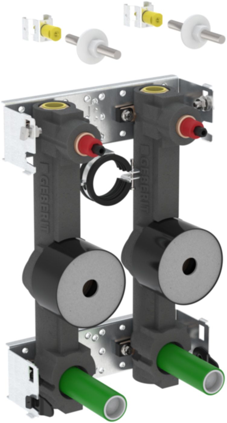 GIS-Waschtisch-Set Standarm.461.153.00.1 zwei Wasserzählerstrecken mit UP-Ventil - Geberit Systemventile / Armaturen