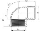 Winkel 90° 8092 IG/AG 3/8" - Rotguss-Gewindefittings