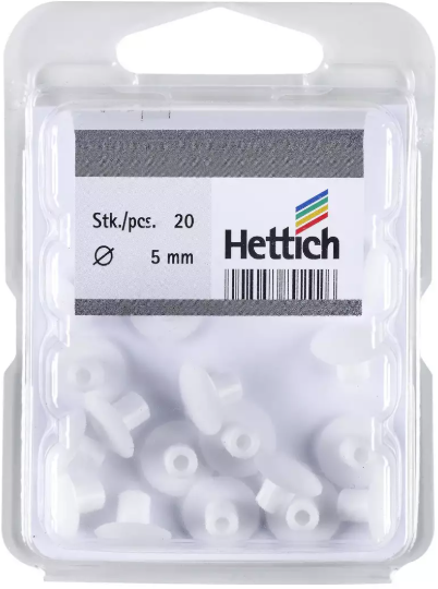 Hettich Abdeckkappe Kunststoff weiss, D = 5/12 mm, à 20 Stk - Diverse Möbelbeschläge und Zubehör