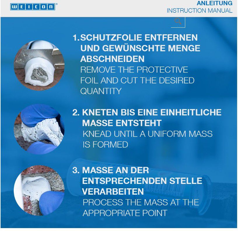WEICON Repair-Stick, Aqua, weiss 115g, -35°C bis +120°C - Dichten