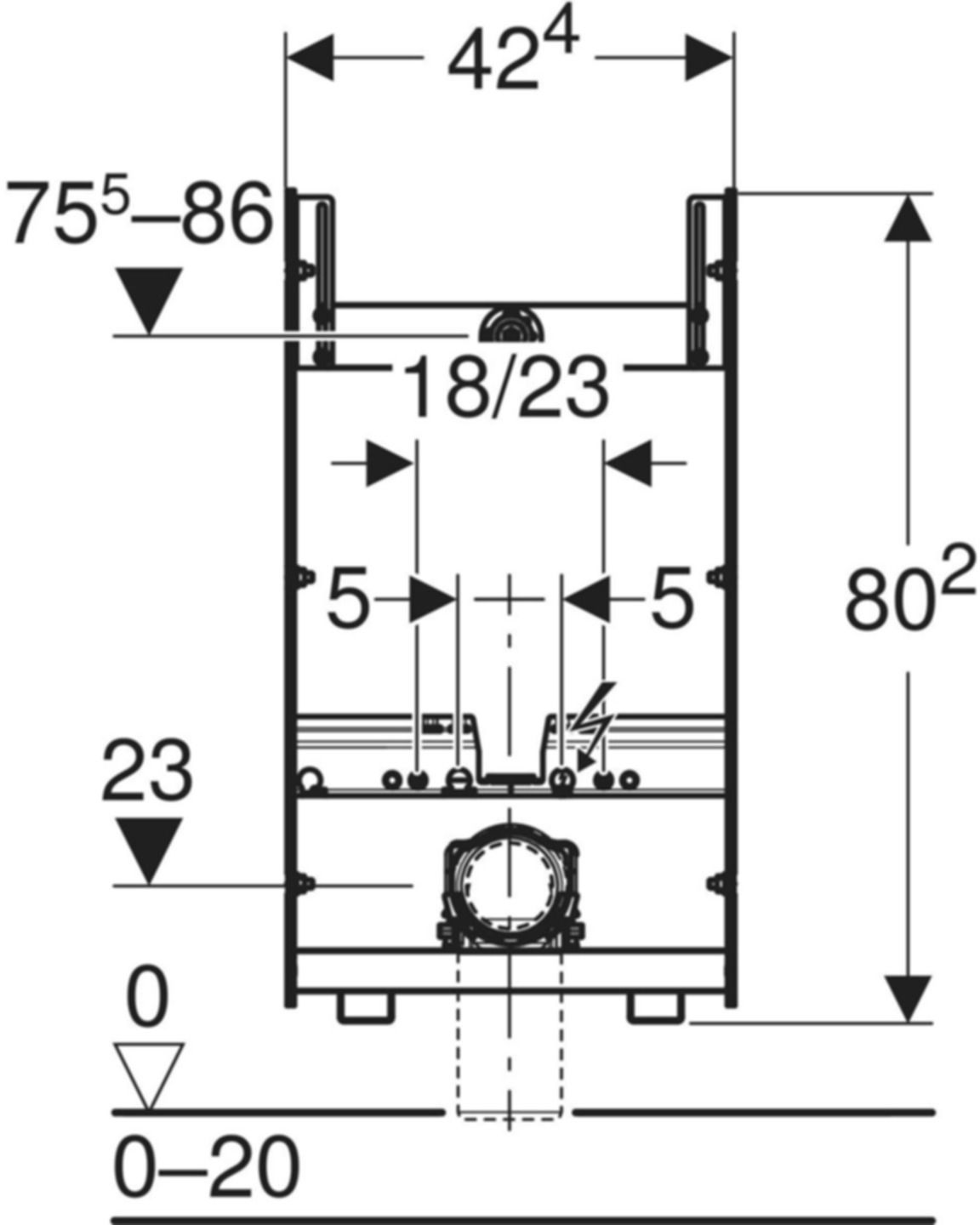Wand-WC-Element für Zweistückanlagen 461.206.00.2 - Geberit-GIS
