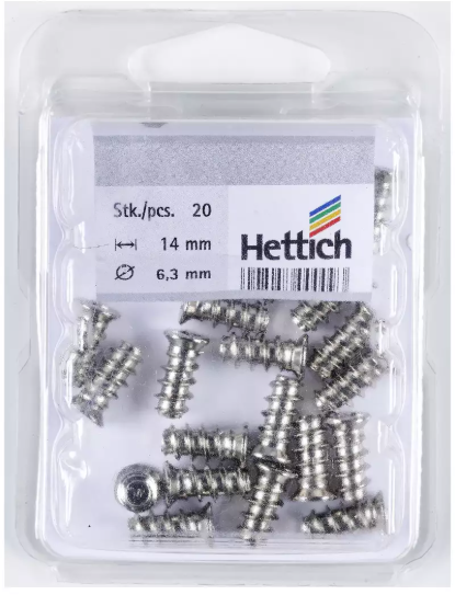 Hettich Direkt-Befestigungsschraube vernickelt, 6.3 x 14mm, à 20 Stk - Diverse Möbelbeschläge und Zubehör