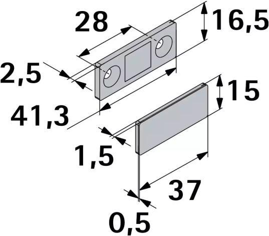 Hettich Aufschraub-Magnet vernickelt, 42 x 16mm, Haltekraft 2.5kg, à 2 Stk - Diverse Möbelbeschläge und Zubehör