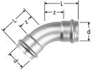 Industry-Bogen 45° 2 Muffen 22mm 80303.24 - Optipress-Industry Formstücke