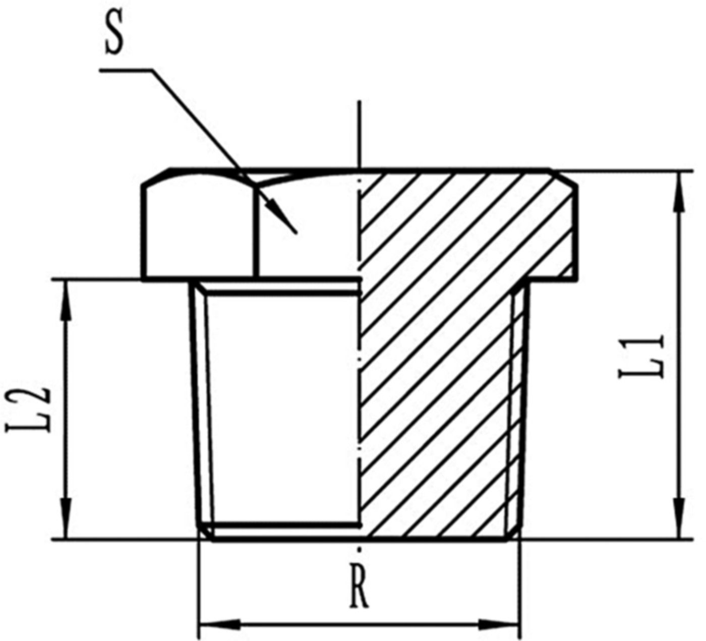 Inox-Stopfen mit 6-KT 3" 1295 - Rostfreie Gewindefittings