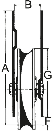 WEBI Schiebetorrolle, Holzdicke 38-56mm D=120mm, verzinkt, Tragkraft 500kg - Schiebetür- und Schiebetorbeschläge