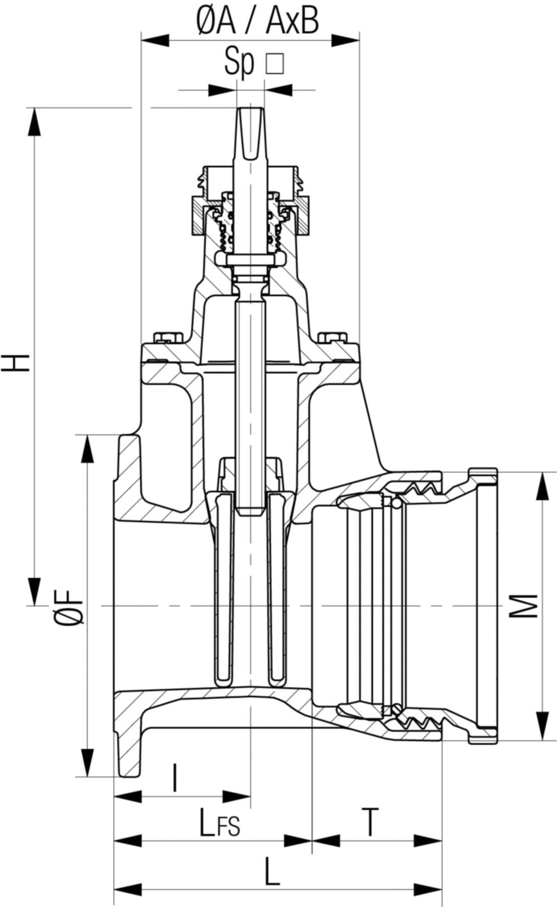 Flansch-/Schraubmuffenschieber Fig. 5420 DN 50 PN 10/16 - Von Roll Armaturen