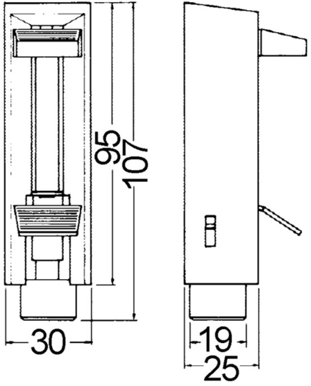 Dormakaba Türfeststeller 350/B 107x25mm, Hub=35mm, silberfarbig - Türöffner, Türschliesser, Türfeststeller