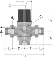 Druckred-Ventil 1/2" 4 bar 1310.240 m/Verschraubungen, Filterbecher Rotguss - JRG Armaturen