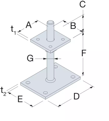 SIMPSON Stützenfuss PPB 80mm Höhe=208mm - Holzverbinder