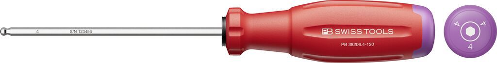 PB Kugelkopf-Stiftschlüssel, SwissGrip Evo PB 38206 , Gr. 4 , L=120mm , für M8 - Schraubenzieher