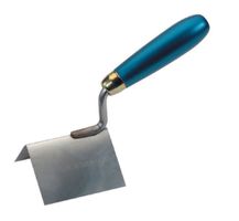 Ausseneckenspachtel, INOX Gr. 80/60mm, mit blauem Holzheft - Bauwerkzeuge