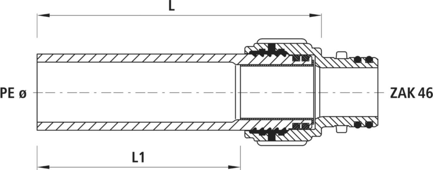 PE-Anschweissende mit ZAK-Anschl. 6180 d 40mm - Hawle Steckfittinge